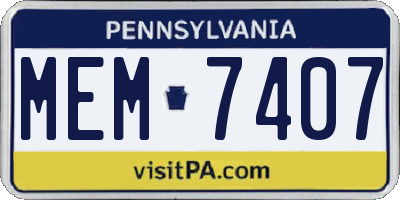 PA license plate MEM7407