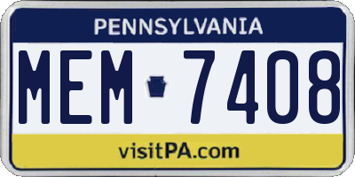 PA license plate MEM7408
