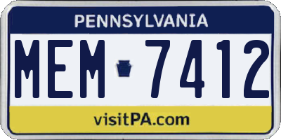 PA license plate MEM7412