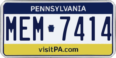 PA license plate MEM7414