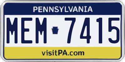 PA license plate MEM7415