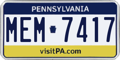 PA license plate MEM7417