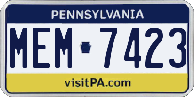 PA license plate MEM7423