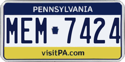 PA license plate MEM7424