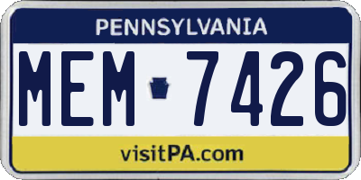 PA license plate MEM7426