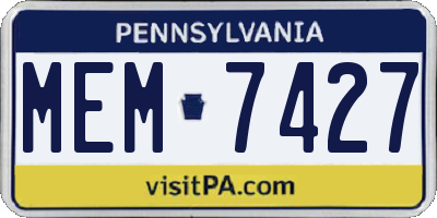 PA license plate MEM7427