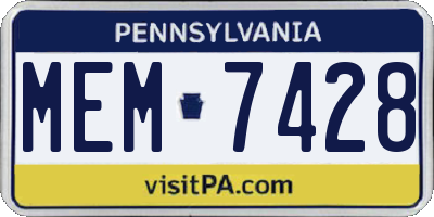 PA license plate MEM7428