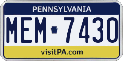 PA license plate MEM7430