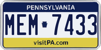 PA license plate MEM7433