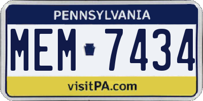 PA license plate MEM7434