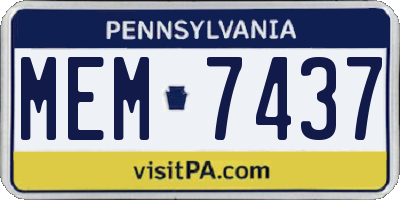 PA license plate MEM7437