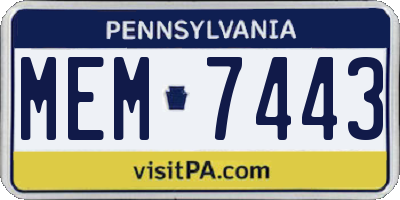 PA license plate MEM7443