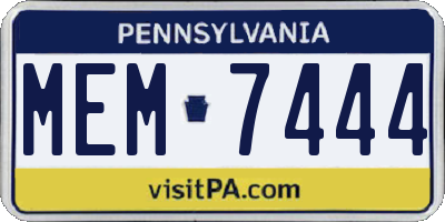 PA license plate MEM7444