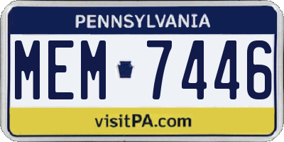 PA license plate MEM7446