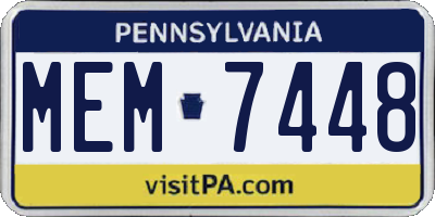 PA license plate MEM7448
