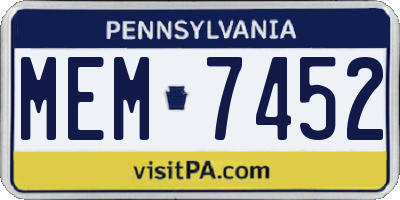 PA license plate MEM7452