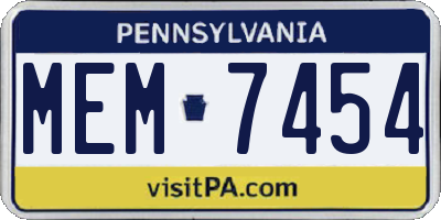 PA license plate MEM7454