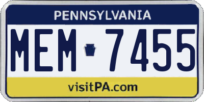 PA license plate MEM7455