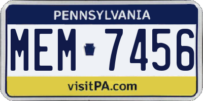 PA license plate MEM7456