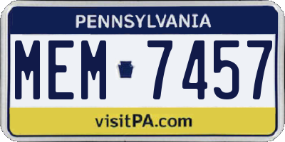 PA license plate MEM7457