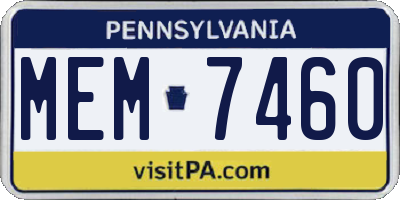 PA license plate MEM7460