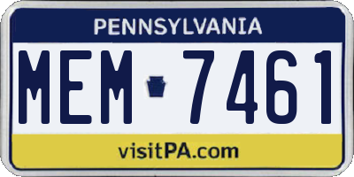 PA license plate MEM7461