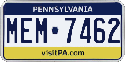 PA license plate MEM7462