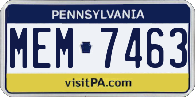 PA license plate MEM7463