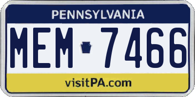 PA license plate MEM7466