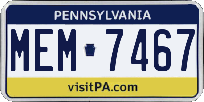PA license plate MEM7467