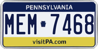 PA license plate MEM7468