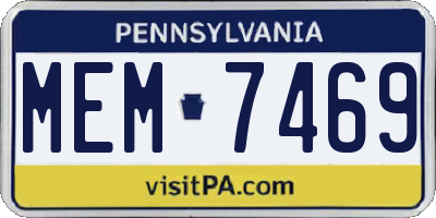 PA license plate MEM7469