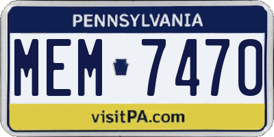 PA license plate MEM7470