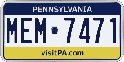 PA license plate MEM7471