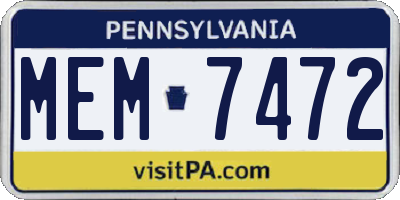 PA license plate MEM7472