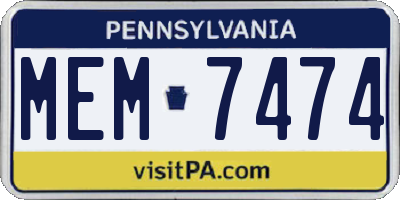PA license plate MEM7474