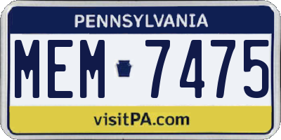 PA license plate MEM7475