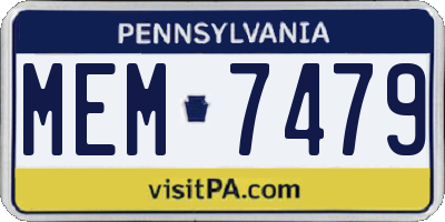 PA license plate MEM7479