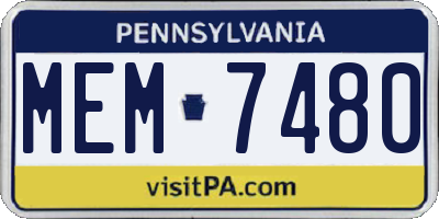 PA license plate MEM7480