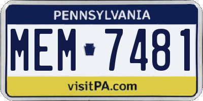 PA license plate MEM7481