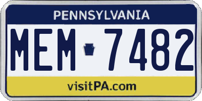 PA license plate MEM7482
