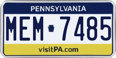 PA license plate MEM7485
