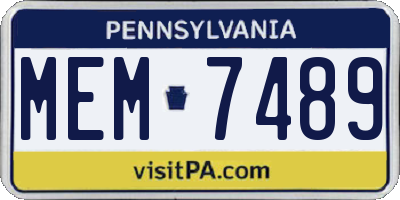 PA license plate MEM7489