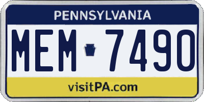 PA license plate MEM7490