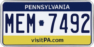 PA license plate MEM7492