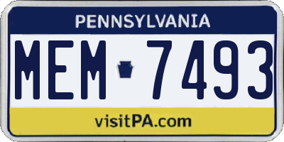 PA license plate MEM7493