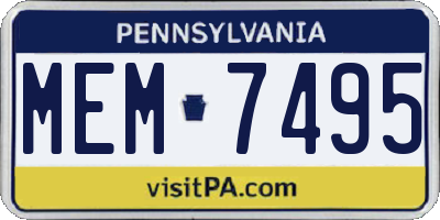 PA license plate MEM7495