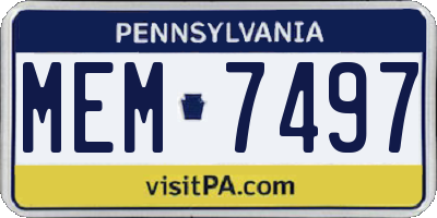 PA license plate MEM7497