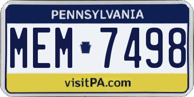 PA license plate MEM7498