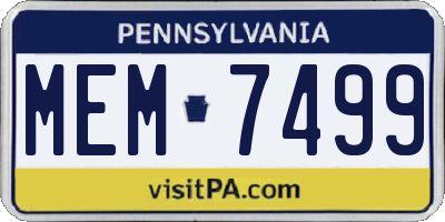 PA license plate MEM7499